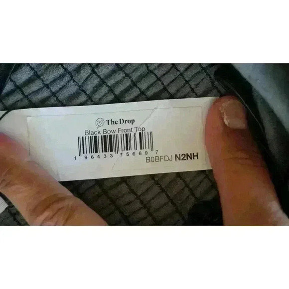 NWT The Drop Women's Black Faux Leather Bow Front Top by Signed Blake, Size S - Picture 7 of 16